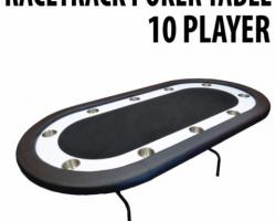 Monaco Series Black Folding Poker Table with White Racetrack